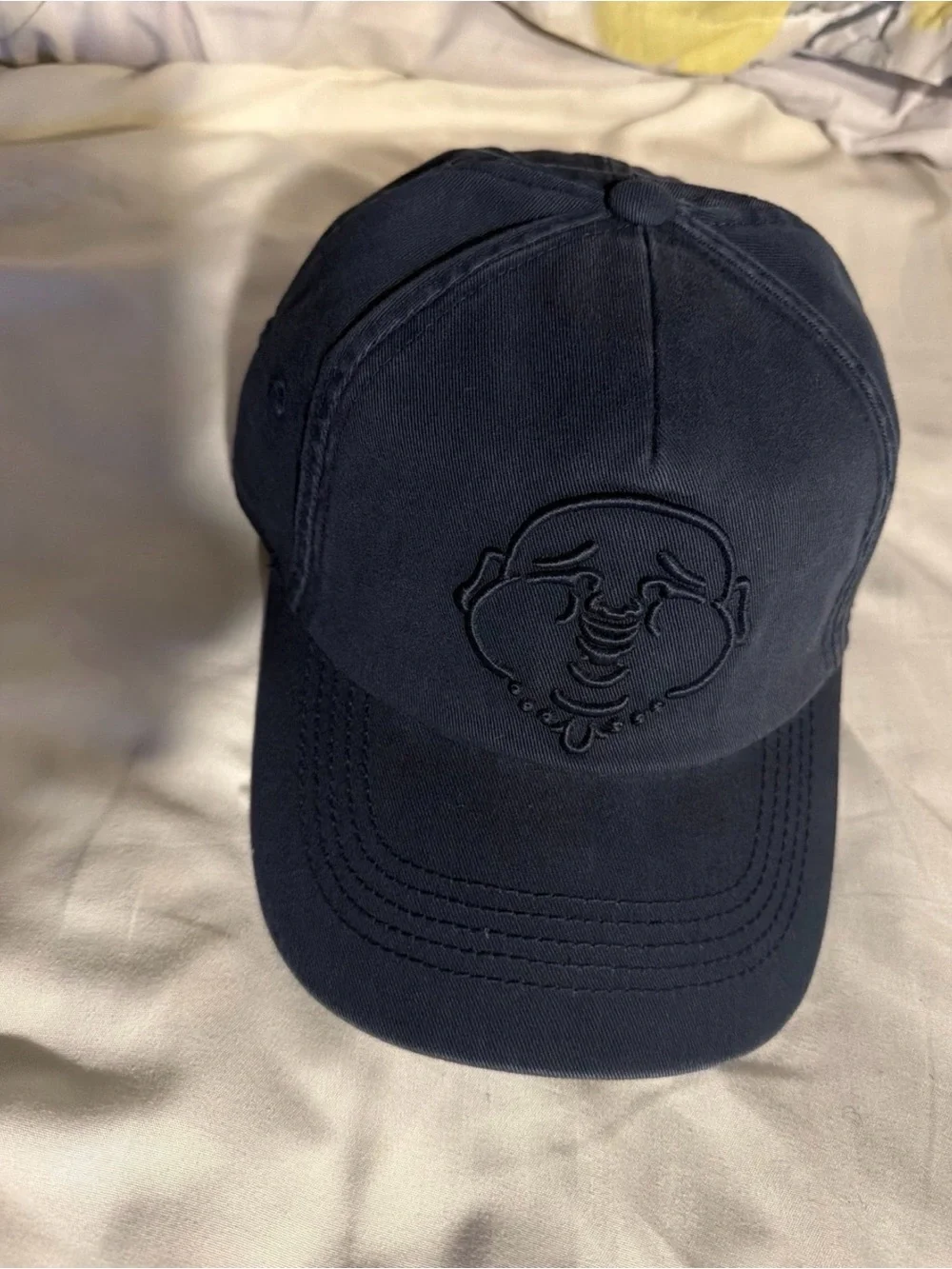 True Religion Navy Embroidered Buddha Face Baseball Hat